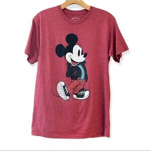 Disney Unisex Sz M Red Motorcycle Biker Mickey Mouse Short Sleeve Cotton T-Shirt